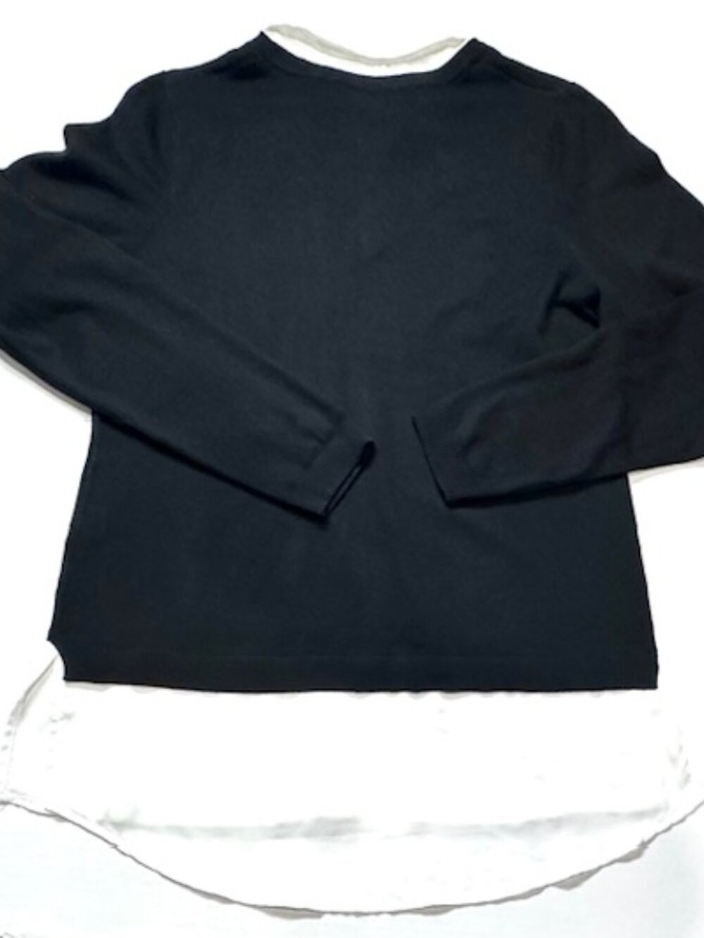 Adrianna Papell Womens Twofer Sweater Collared Long Sleeve Black & White Size L - Picture 12 of 15